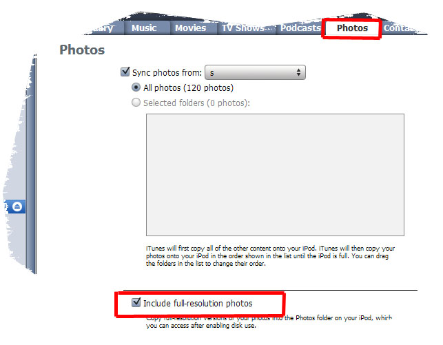 Transfer iPod full size photos - 2