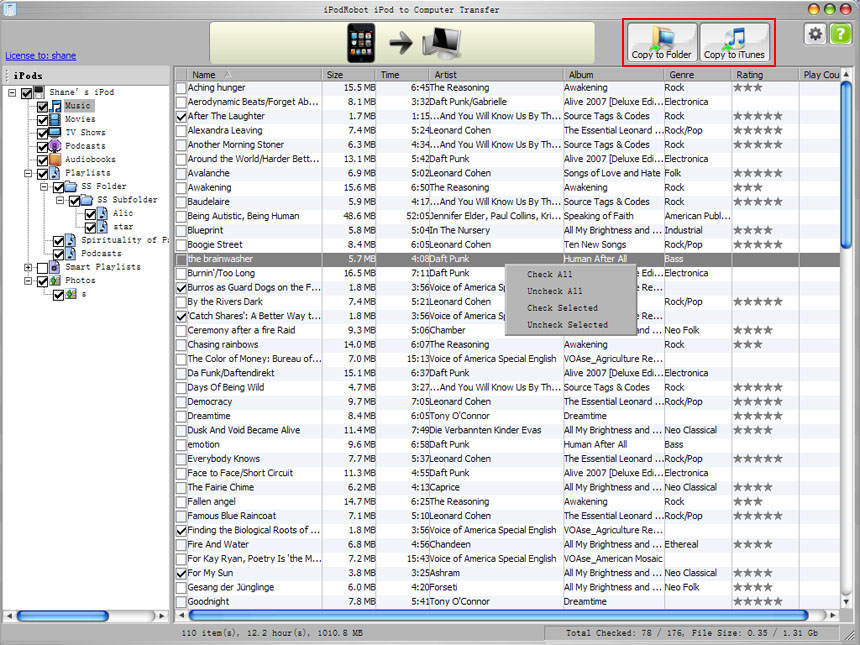 Copy iPod to PC