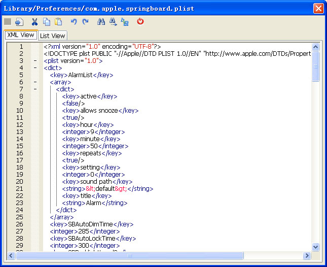 plist Editor Screenshot